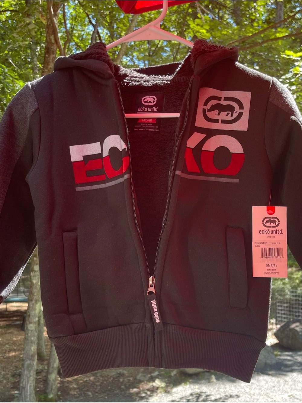 Ecko Unltd Kids Zip Hoodie Black Red Logo Size M 5/6